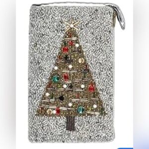 NWT Women’s Bamboo Trading Silver Beaded Bag Oh Christmas Tree Crossbody Bag